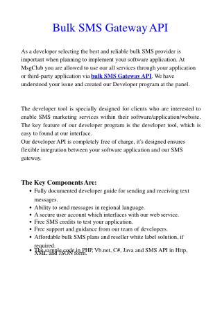Bulk SMS Gateway API for Earn Money Easily