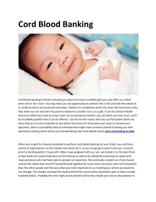 stem cell banking in india