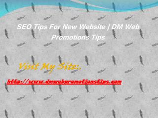 SEO Tips For New Website | DM Web Promotions Tips