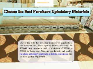 Choose the Best Furniture Upholstery Materials