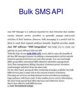 Benefits of Bulk SMS API in India