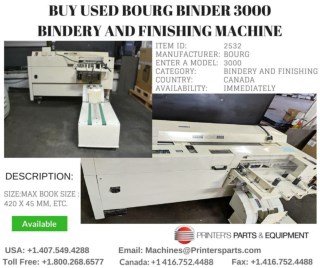 Buy Used Bourg Binder 3000 Bindery and Finishing Machine