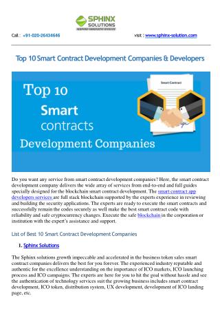Top 10 Smart Contract Development Companies & Developers
