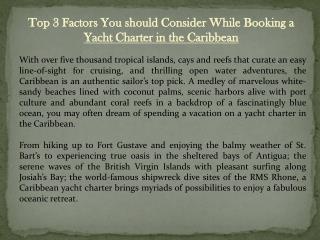 Top 3 Factors You should Consider While Booking a Yacht Charter in the Caribbean