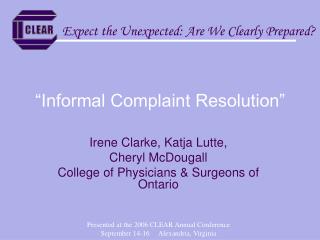 “Informal Complaint Resolution”
