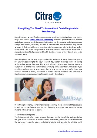 Dental Implants Dandenong | Citra Dandenong Dental