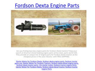 Buy Replacement Parts for Fordson Dexta Tractor