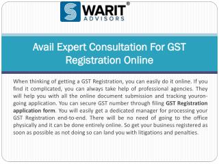 Avail Expert Consultation For GST Registration Online