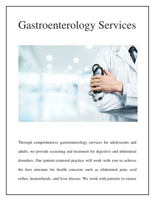 Gastroenterology Services - BATASH MEDICAL