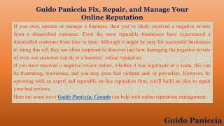 Guido Paniccia is Expert in Fix, Repair, and Manage Your Online Reputation