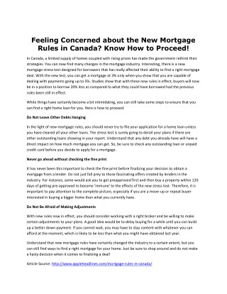 Feeling Concerned About The New Mortgage Rules In Canada? Know How To Proceed!