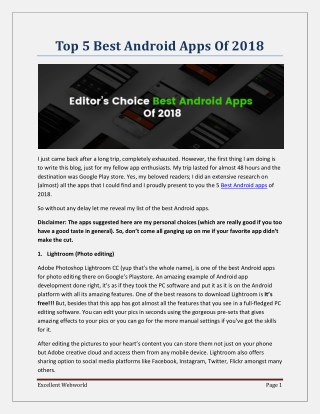 Top 5 Best Android Apps Of 2018