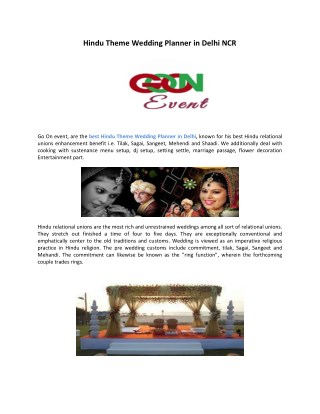 Hindu Theme Wedding Planner in Delhi NCR