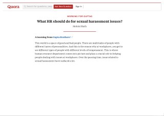 What HR should do for sexual harassment issues