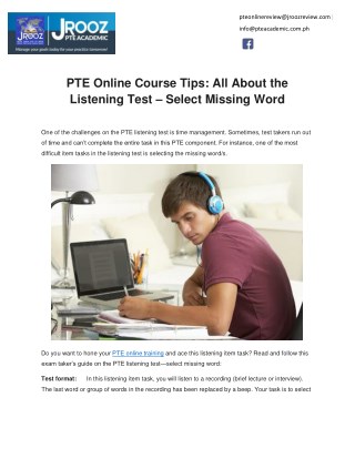 PTE Online Course Tips: All About the Listening Test â€“ Select Missing Word