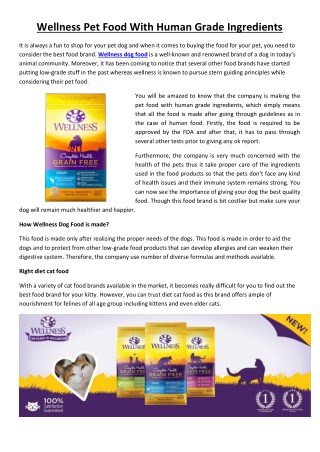 Wellness Pet Food With Human Grade Ingredients