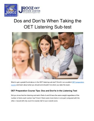 Dos and Donâ€™ts When Taking the OET Listening Sub-test