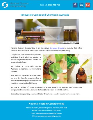 Innovative Compound Chemist in Australia