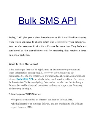 Bulk SMS API for Email & SMS Marketing