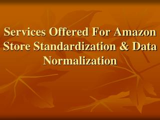 Amazon Store Standardization & Data Normalization - Various Services