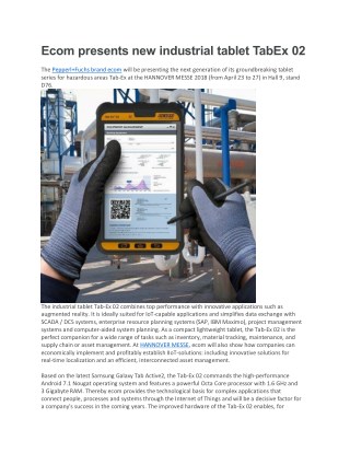 ecom presents new industrial tablet TabEx 02-The Machine Maker