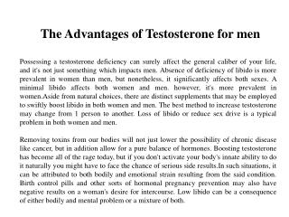 The Advantages of Testosterone for men