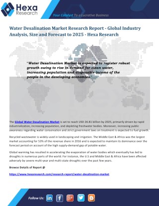 Water Desalination Market Research Report - Global Industry Analysis