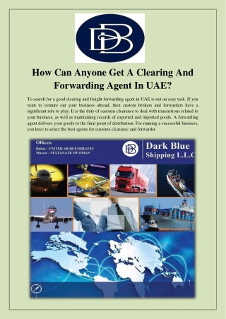 How Can Anyone Get A Clearing And Forwarding Agent In UAE