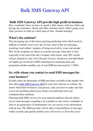 Bulk SMS Gateway API provide high profit in business