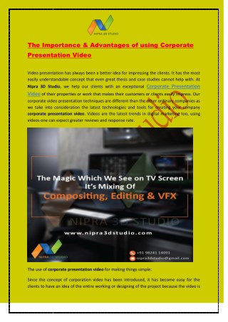 The Importance & Advantages of using Corporate Presentation Video