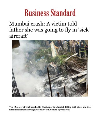 Mumbai crash: A victim told father she was going to fly in 'sick aircraft'Â 