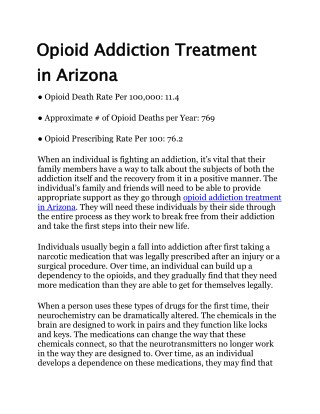 opioid Addiction treatment in Arizona