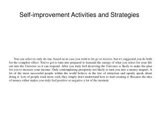 Self-improvement Activities and Strategies