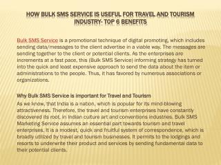 How Bulk SMS Service is useful for travel and tourism industry- Top 6 benefits