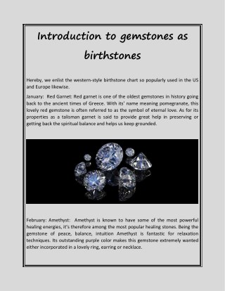 Introduction to gemstones as birth stones