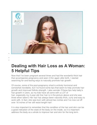 Dealing with Hair Loss as A Woman: 5 Helpful Tips