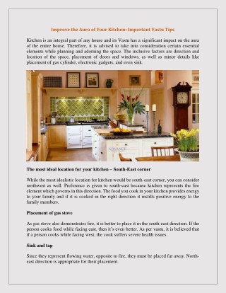 Improve the Aura of Your Kitchen: Important Vastu Tips