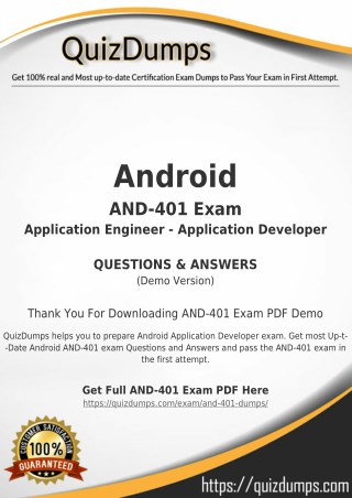 AND-401 Exam Dumps - Actual AND-401 Dumps PDF