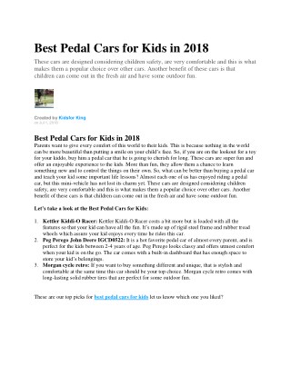 Best Pedal Cars for Kids in 2018