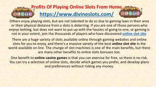 Profits Of Playing Online Slots From Home