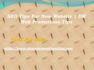 SEO Tips For New Website | DM Web Promotions Tips