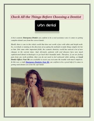 Check All the Things Before Choosing a Dentist