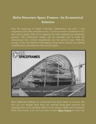 Delta Structure Space Frames- An Economical Solution