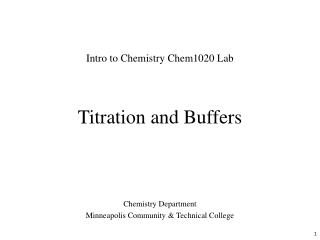 Titration and Buffers