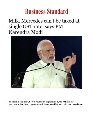 Milk, Mercedes can't be taxed at single GST rate, says PM Narendra ModiÂ 
