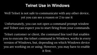 Telnet Use in Windows