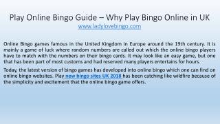 Play Online Bingo Guide â€“ Why Play Bingo Online in UK