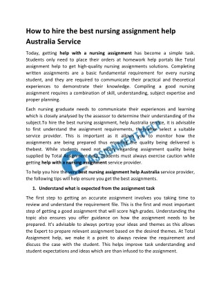 How to hire the best nursing assignment help Australia Service