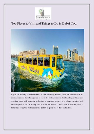 Top Places to Visit and Things to Do in Dubai Tour