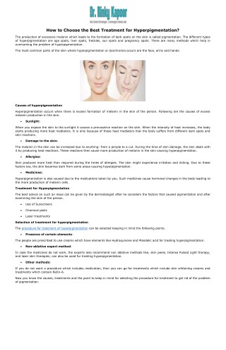 How to Choose the Best Treatment for Hyperpigmentation?